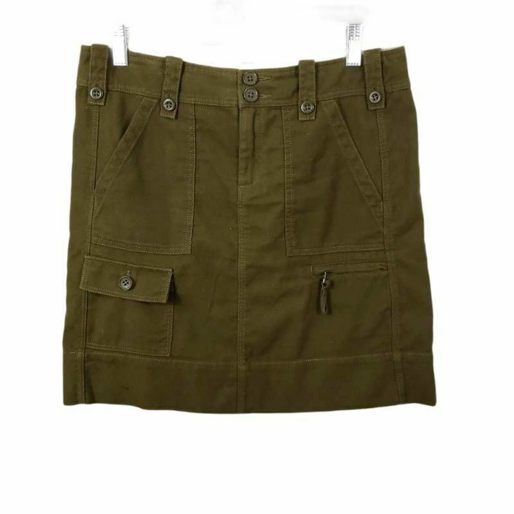 Anthropologie Cargo Skirt Green Mini Flap Pocket 6